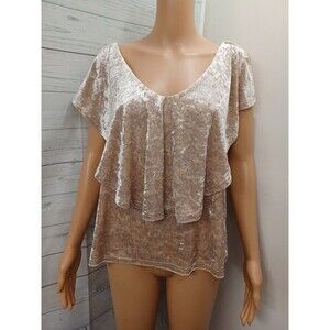 Listicle Womens Top Velvet Champagne Beige Sz S NWT Poncho Overlay